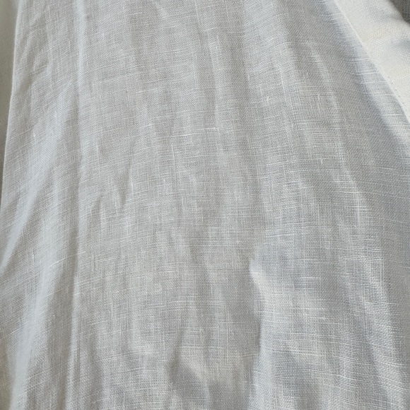 James Perse white v neck button front long sleeve linen jumpsuit sz 3 = Large - Picture 10 of 14